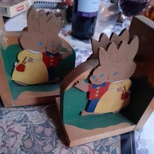 vintage Children's Wooden rabbit Bookends