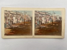 Rare 1800s Stereoview Chinese Public Execution Heads in Bird Cages China