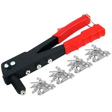 Toolzone Hand Pop Rivet Gun With 75 Rivets And 4 Size Rivets Riveter + Nozzles