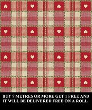 Red Gingham Love Heart Square Tablecloth Vinyl Oil Cloth PVC Fabric Material
