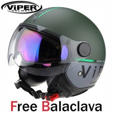 Viper RSV19 Open Face Scooter Motorcycle Motorbike Helmet - Forza Green Matt