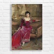 Victorian Lady in Red Gown