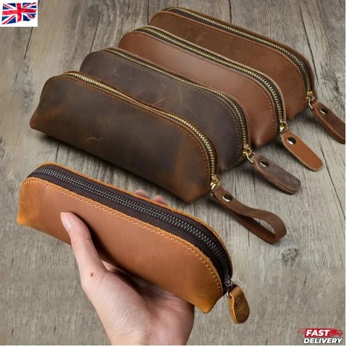 Zipper bag vintage leather - -,