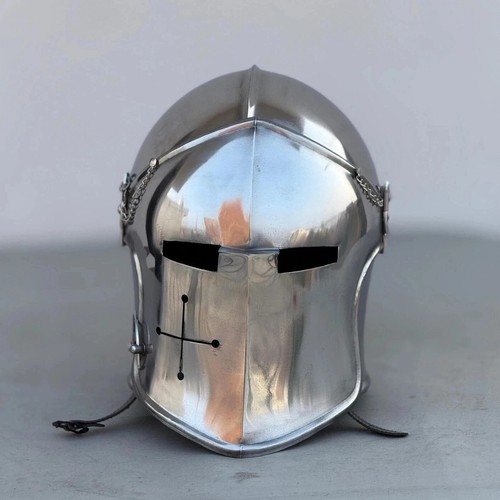 Medieval knight steel barbuta - steel,