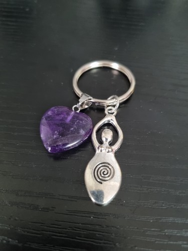 Amethyst heart goddess keyring - amethyst,