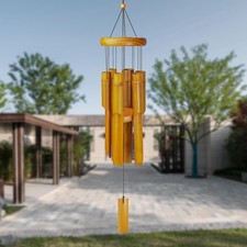 Bamboo Wind Chime Outdoor Decor Handmade Natural Bamboo Tubes for Garden Porch