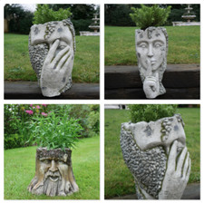 Ornate head planter - planter, pot