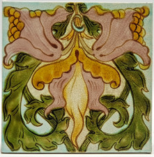 Art Nouveau Fireplace Tile Transfer Print & Tint Floral by Craven Dunnill C1900