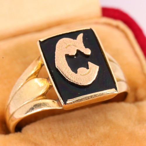 Antique 9ct yellow gold - gold, onyx