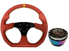 Red Aftermarket 350mm D1 Steering Wheel + Quick Release boss NC