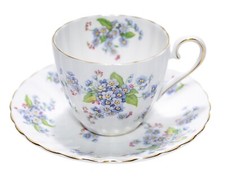 ROYAL TUSCAN Wedgwood "Forget Me Not" Fine Bone China Floral Cup & Saucer