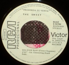 SWEET "Wig Wam Ban" Rare 1972 SPAIN ONLY PROMO 7" w/ps Connelly Priest GLAM
