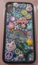 Blue Glitter Junk Phone Case For Iphone Xs And Iphone X