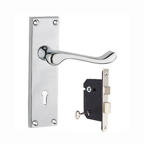 Chrome locking door handle set