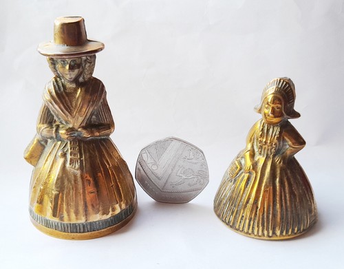 Vtg brass bell figurines - brass,