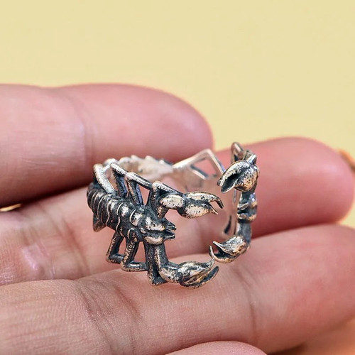 Unique silver scorpion ring - silver,