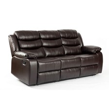 BROWN RECLINER SOFA FAUX LEATHER TURIN ARMCHAIR 2 SEATER 3 SEATER SOFAS SET