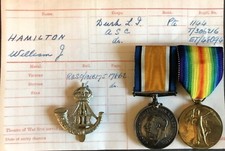 WW1 PAIR TO 1144, PTE. WILLIAM JAMES HAMILTON, 19TH DURHAM LIGHT INFANTRY.