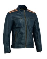 Rksports Steve mcqueen Blue Fashion Leather Motorcycle Motorbike Jacket