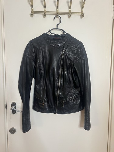 Vintage black leather - black, biker