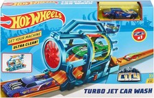 Hot Wheels City Turbo Jet Car Wash Track Builder Playset w/ Vehicle