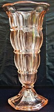 GENUINE VINTAGE FANCY PINK GLASS 9 1/2 inch VASE. ANTIQUES, HOME DECOR