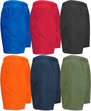 Plain Swim Shorts Beach Surf Board Lightweight Poly Cotton w/ Built-In Net Brief