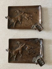 Pair of Leon Chandon Champagne Ashtrays with Hunting Dogs  Vintage