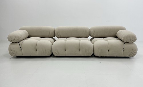 Beige velvet modular sectional - beige,