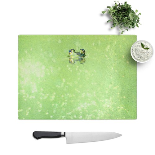 Peeping green frog - peeping, glass