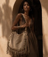 Vegan Suede Fringe Bag with