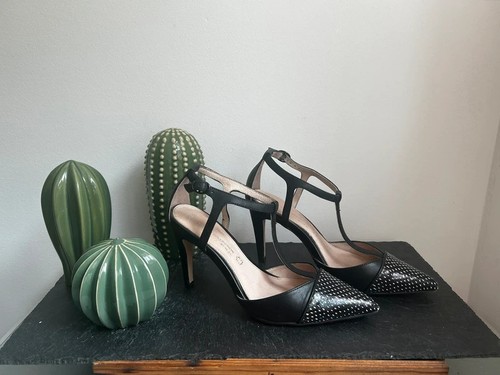 Elegant black leather - , t-bar