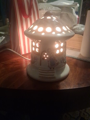 Piggery pottery lamp toadstool - pottery,