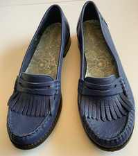 Moshulu blue leather Loafers Moccasins UK 6.5 Flat Superb Quality Comfortable