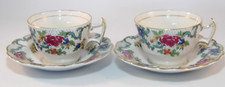 2 Booths Floradora A8042 Gold Edged  Cups & Saucers 1940s VGC