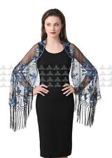 Vintage Lady 1920s Shawl Sequin Deco Evening Cape Bolero Flapper Cover up-PJ24