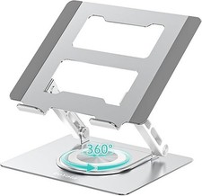 Laptop Desk Stand with 360° Swivel Base, Ergonomic Adjustable Laptop Riser
