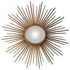Antique Chaty Vallauris Large Sun Mirror Gold Metal L:86cm 1950's