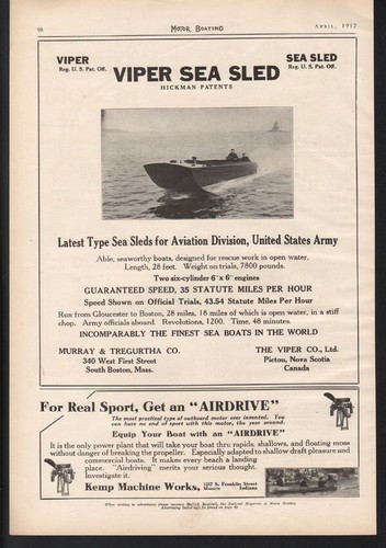 1917 viper sea sled boat - viper, motor