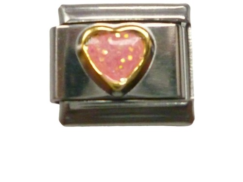 Silver crystal love heart link - silver,