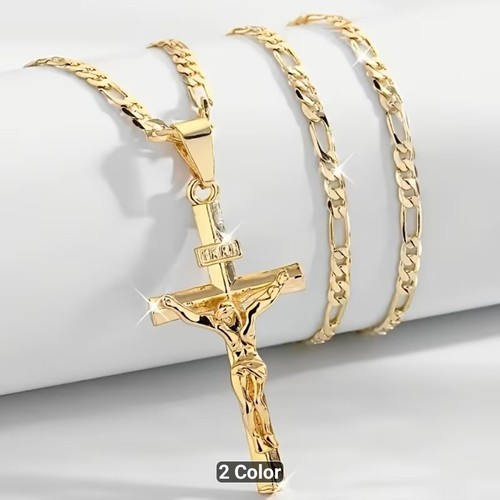 Gold colour crucifix cross - crucifix,