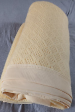 Vintage 70/80s Lemon yellow CELLULAR BLANKET 71" x 88" 180 x 223cm ribbon edged