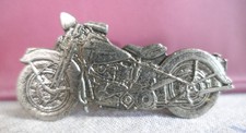 Vintage Pewter Harley Davidson 45 Flathead Motorcycle Vest Lapel Pin 2-5/16"