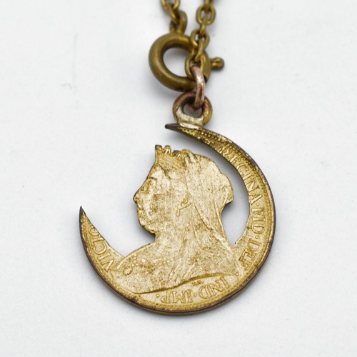 Antique gilded farthing 1901 - antique,