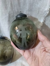 4 Large Vintage Etched Glass