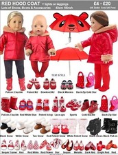 18 inch Doll clothes RED Hood COAT Boots Umbrella Trainers Shoes Our Generation