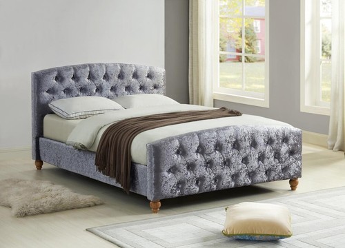 Silver crushed velvet - velvet, bed