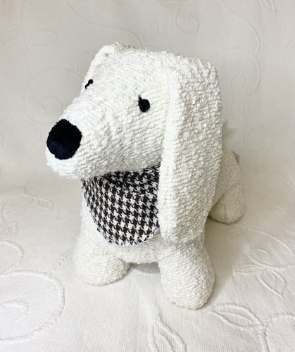 Boucle white dog doorstop - white, with