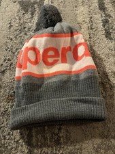 Superdry Beanie Bobble Hat, Grey White & Orange