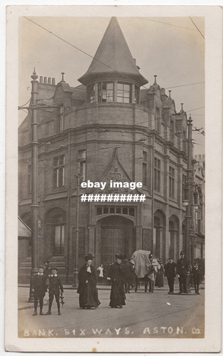Real photo postcard bank six - postcard, bank,